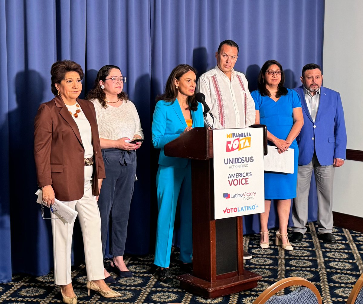 HAPPENING NOW: Leading civil, immigrant rights, and political get-out-the-vote organizations @votolatino, @UnidosUSAF, @MiFamiliaVota, @AmericasVoice, and @latinovictoryus hold press conference on Trump’s threat to Latinos and the country.