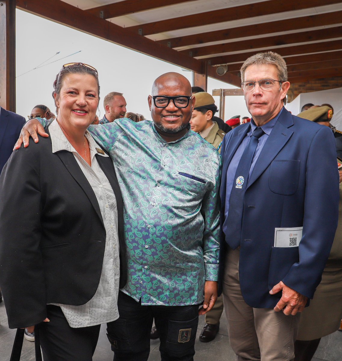 Hon.@PhillyMapulane is seen here with the Executive Deputy Mayor of the Saldanah Bay Municipality, Cllr Charmaine Laubscher and another representative from the municipality

#SAAI 
#AIinDefence 
#DAIRUHubLaunch 
#FutureOfDefence 
#SATechForDefence