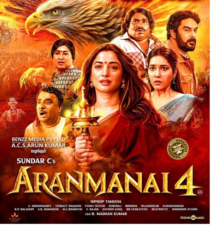 #Aranmanai4 blockbuster hit world wide 🔥🔥🔥🔥 Thank you my director #SundarC 🤝🫂 sir and @khushsundar🤝 mam Thank you @benzzmedia production 🫂🤝🫂 Thank you entire team👏👏 @hiphoptamizha #RaashiKhanna @ActorSanthosh @GarudaRaam @ksravikumardir @krishnasamy_e @FennyOliver…