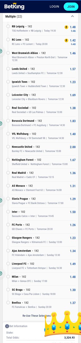 BOOOM WEEKEND STARTERS @BetKingNG booking codes⤵️ DPEAC ➡️➡️➡️ 10k odds HV48H ➡️➡️➡️ 3k odds D6FRN ➡️➡️➡️ 300 odds HXPS3 ➡️➡️➡️ 53 odds EDIT, PLAY, SHARE Register & Play⤵️ betking.com Telegram Channel⤵️ t.me/booomnation #ThatBetKingFeeling