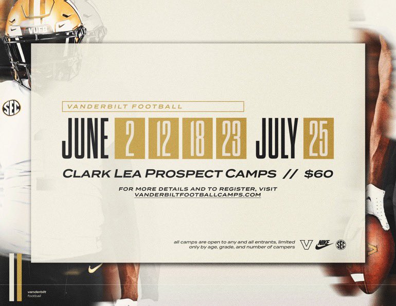 🚨Can't wait to see some ELITE Specialists this summer!🎯 🔗: vanderbiltfootballcamps.com