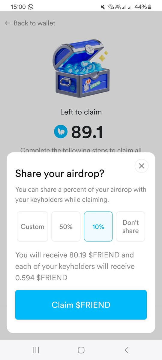 As promised, I have claimed my airdrop and shared 10% with my key holders. Thanks for your support 🫡