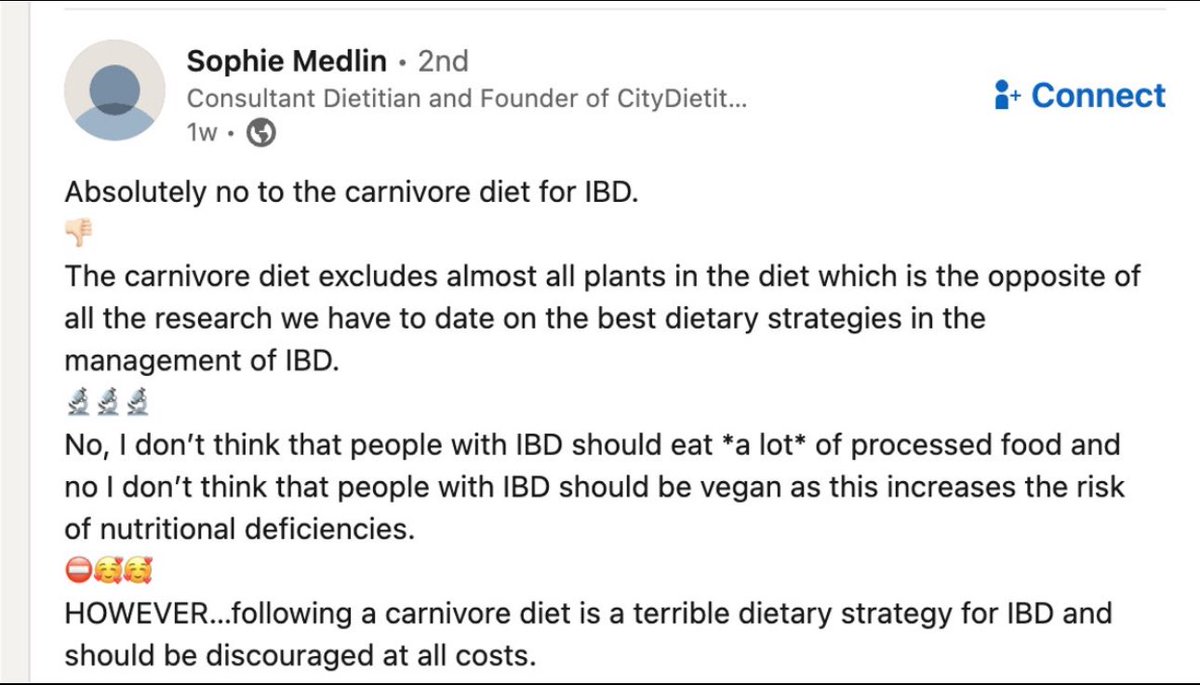 According to this dietitian you should NEVER do CARNIVORE for Crohn’s disease or ulcerative colitis! What say you that have used it for IBD?