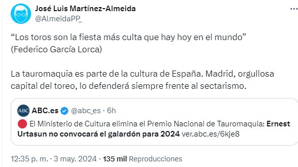 Los genocidas franquistas que añoran PP y vox asesinaron a #Lorca por socialista, masón y homosexual.

Que #Almeida le cite es tan retrógrado y nauseabundo como la calle de Madrid que otorgó al Crucero Baleares, que ametralló a miles de hombres, mujeres y niños en La Desbandá. 😳