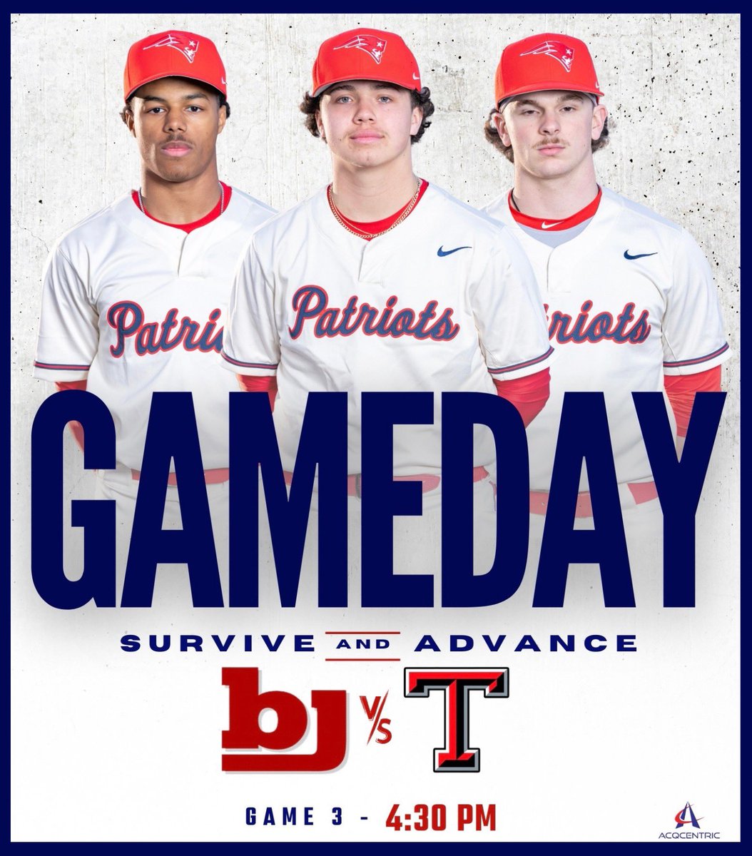 PLAYOFF GAMEDAY!!!! Here we go again!!! Survive and advance!! One game for a spot in the Final 4! You don’t want to miss this!!! 7A #2 Bob Jones (39-7) 🆚 7A #3 @Thompsonbaseba1 (29-11) 🗓 5/3, Friday ⏰ 4:30 📍Bob Jones High School 🎟️ gofan.co/event/1512208