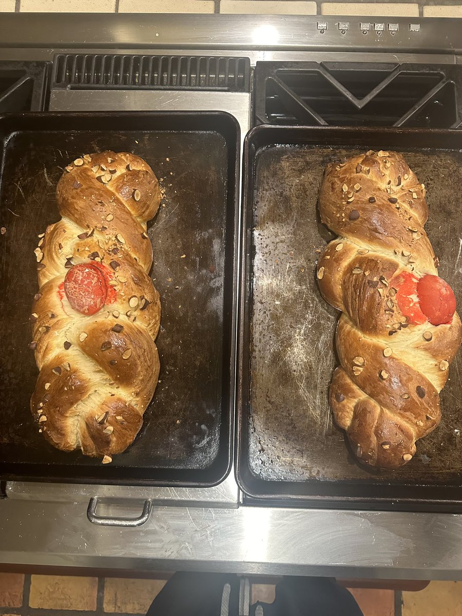 Tsoureki (Greek Easter Bread) from two balls of dough to finish. #greek #greekeaster #orthodoxgred #cookingbyheart #chrissarandon