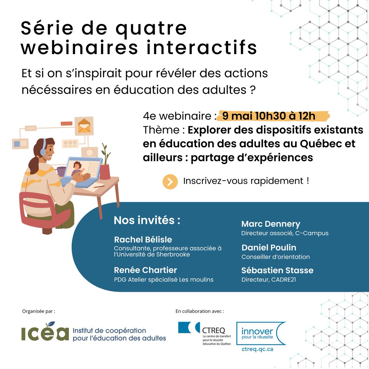 CADRE21 (@lecadre21) on Twitter photo Demain, de 10 h 30 à 12 h, l’ ICÉA et le <a href="/CTREQ/">CTREQ</a>  présenteront un webinaire dans lequel il sera question des badges numériques en contexte d’éducation des adultes.
Le directeur du CADRE21, <a href="/sstasse/">Sébastien Stasse</a>, sera de la discussion.
Inscrivez-vous: crm.icea.qc.ca/civicrm/event/… Demain, de 10 h 30 à 12 h, l’ ICÉA et le <a href="/CTREQ/">CTREQ</a>  présenteront un webinaire dans lequel il sera question des badges numériques en contexte d’éducation des adultes.
Le directeur du CADRE21, <a href="/sstasse/">Sébastien Stasse</a>, sera de la discussion.
Inscrivez-vous: crm.icea.qc.ca/civicrm/event/…