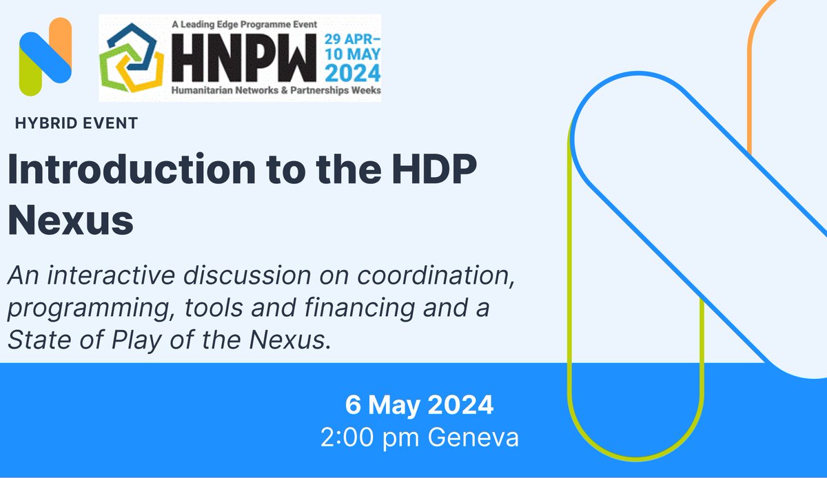 What is the Humanitarian-Development-Peace Nexus? How is it being used in crisis? What is the way forward?

Join the @NexusAcademyHDP to know more about the #HDPNexus

📅6 May, 14:00 – 15:30 CET

📍Geneva/Hybrid

👉Register: t.ly/TuBOB