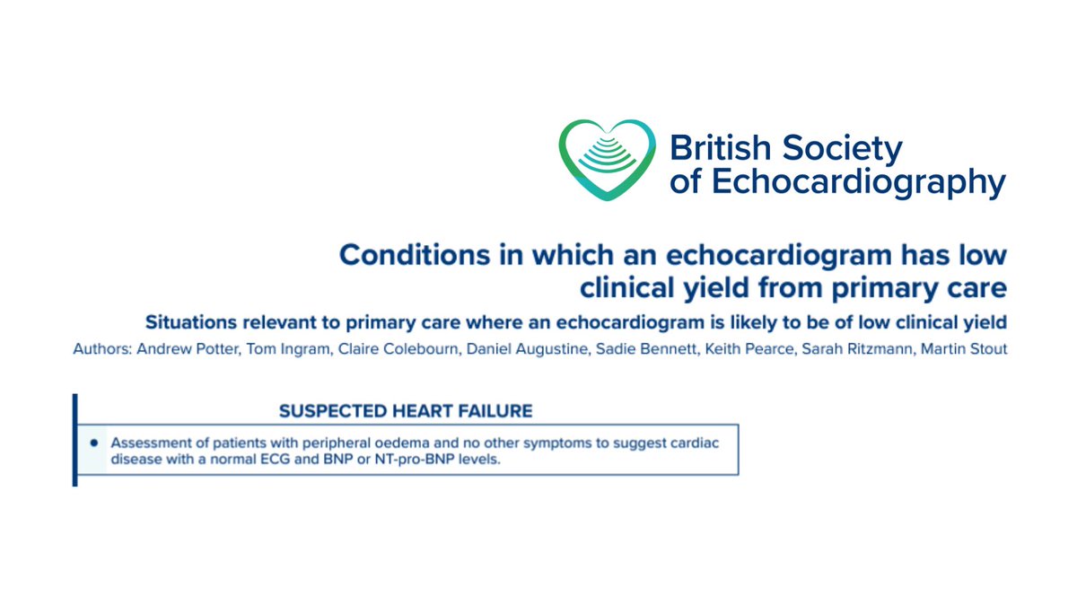 An NT-proBNP test is a simple blood test that detects a key biological marker for #heartfailure.

Our #PrimaryCare triage guidance notes that echo is not indicated for those with normal NT-proBNP levels and is endorsed by <a href="/NHSEngland/">NHS England</a>. Find it here: ow.ly/2kci50RsfmI

#HFAW