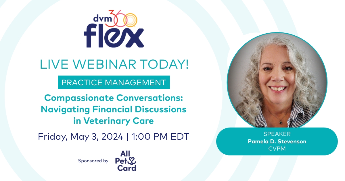 Join us for a webinar led by Pamela Stevenson,CVPM,a leader with decades of experience. Discover how to support clients in making pet health care financially manageable while upholding professionalism & empathy.Earn 0.5 RACE-approved CE credit. Register: ow.ly/4uFO50R8HTQ