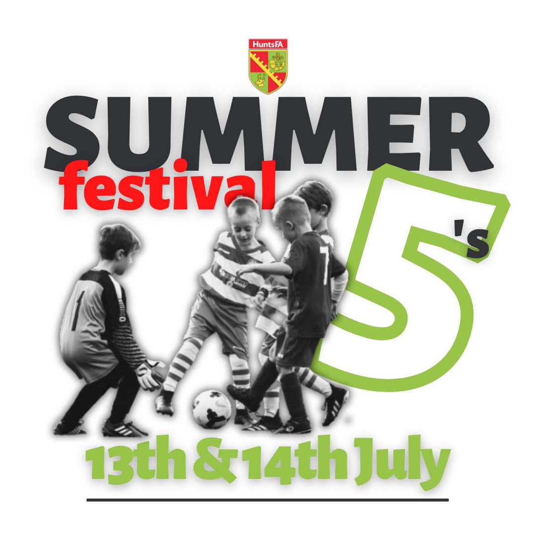 This year's Summer 5s event will take place over the weekend of the 13th & 14th July and will be on the fabulous surface at Quattro-Tech Westwood Road Ground, St Ives Town. For more info follow the link ticketsource.co.uk/huntingdonshir… @Hunts_YL @PDJALUK @CambsDistColtsL