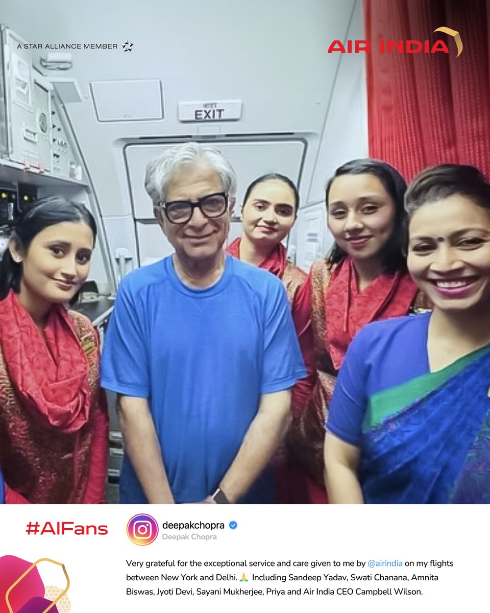 Your kind words truly made our day! We're thrilled to hear you enjoyed your experience with us. It is our goal to provide the best service, and feedback like yours reminds us why we do what we do. Credits: deepakchopra (IG) #AIFans #NonStopExperience #FlyAI #AirIndia