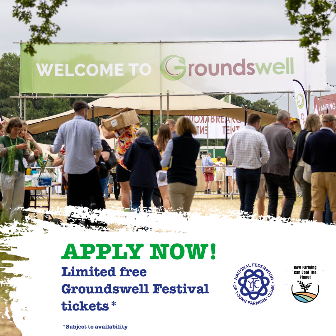 NFYFC has a limited number of funded two-day tickets available for YFC members to attend @Groundswellaguk this June through the How Farming Can Cool the Planet project. Apply now 👉docs.google.com/forms/d/e/1FAI… #YoungFarmers