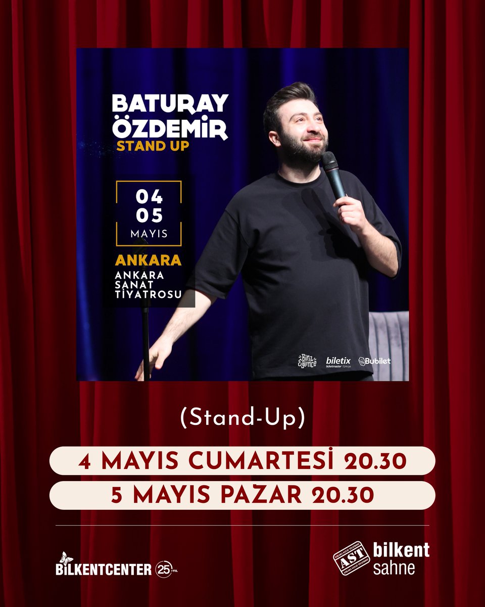 Baturay Özdemir, stand-up gösterisiyle 4 Mayıs Cumartesi ve 5 Mayıs Pazar akşamları saat 20.30’da Bilkent Sahne AST’ta! 🎭Bol kahkahalı seyirler dileriz!