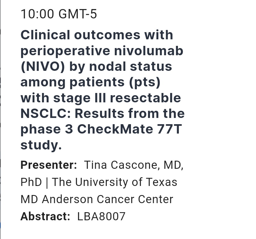 So what's in store for lung cancer at  #asco24 @asco 
Apart from Laura and Adriatic which are plenary sessions 
We have some interesting data coming up #LCSM 
1 - will Sacituzumab Govitecan be better than Docetaxel in second line NSCLC? EVOKE -01 study . 

2 - will addition of…