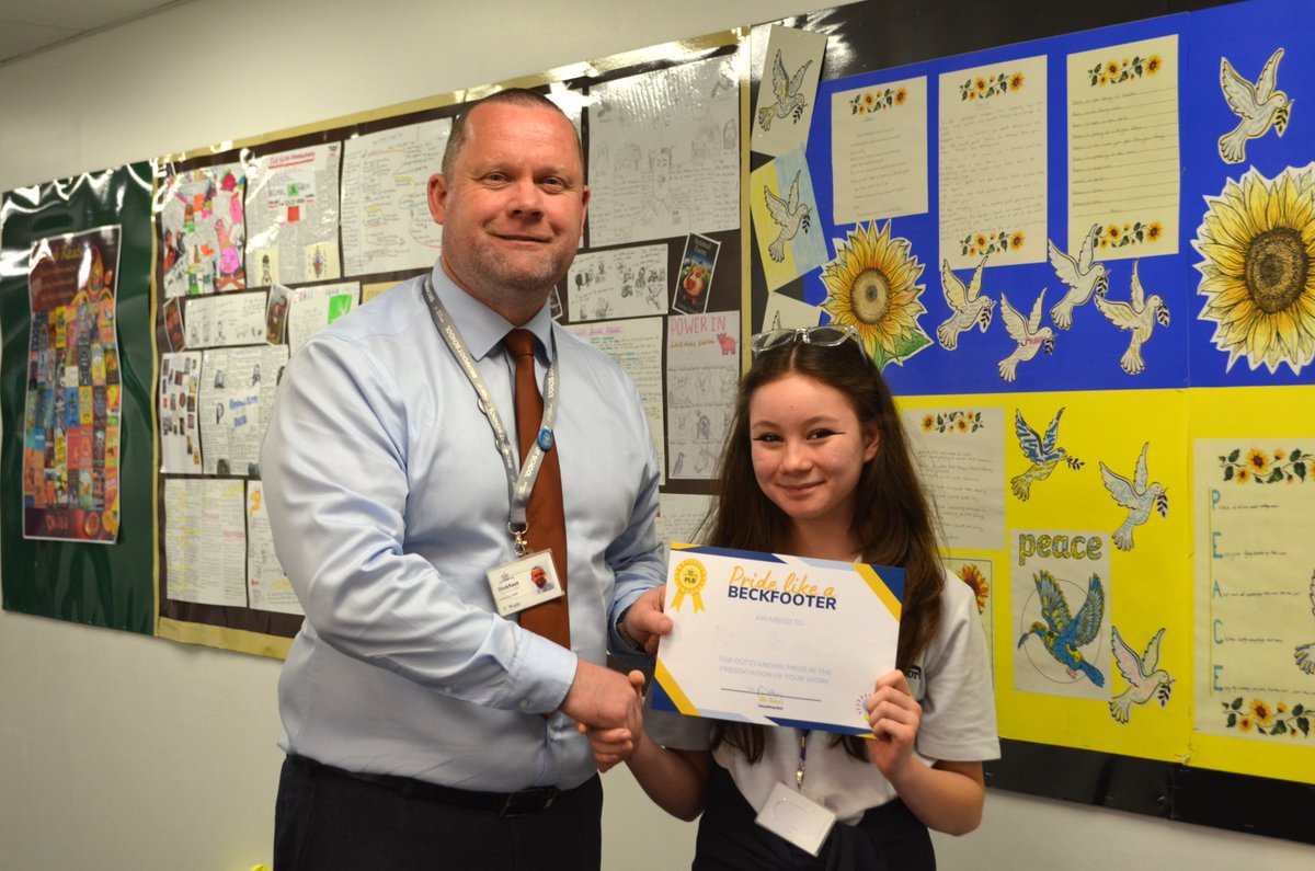 Jessica in Year 7 is this week's Pride Like a Beckfooter award winner for the outstanding presentation of her art. Congratulations Jessica, your name has been added to our prize draw! 👏🌟