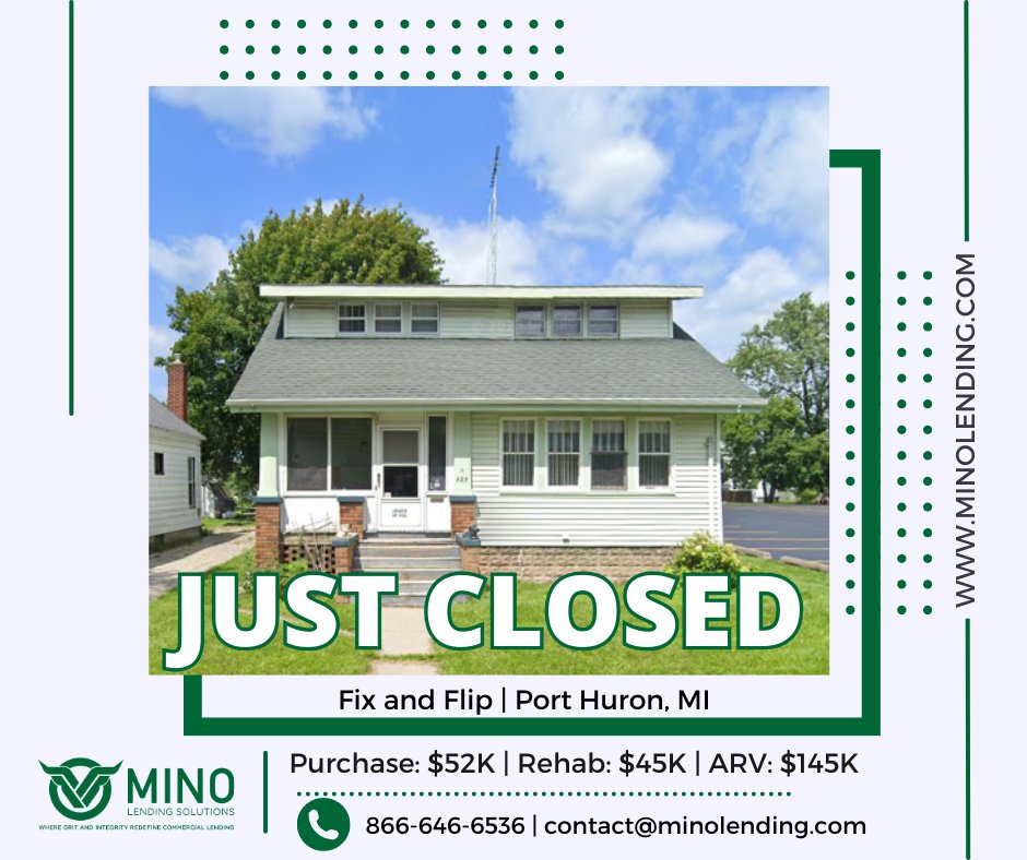 🎉🏡 Big congrats to our client on closing their first investment property! Can't wait to see the stunning transformation unfold.  #InvestmentProperty #RealEstateInvesting #FixAndFlip #DSCR #Detroit #PortHuron #RealEstate #Purchase #Brrrr #Minolending 🌟🔑