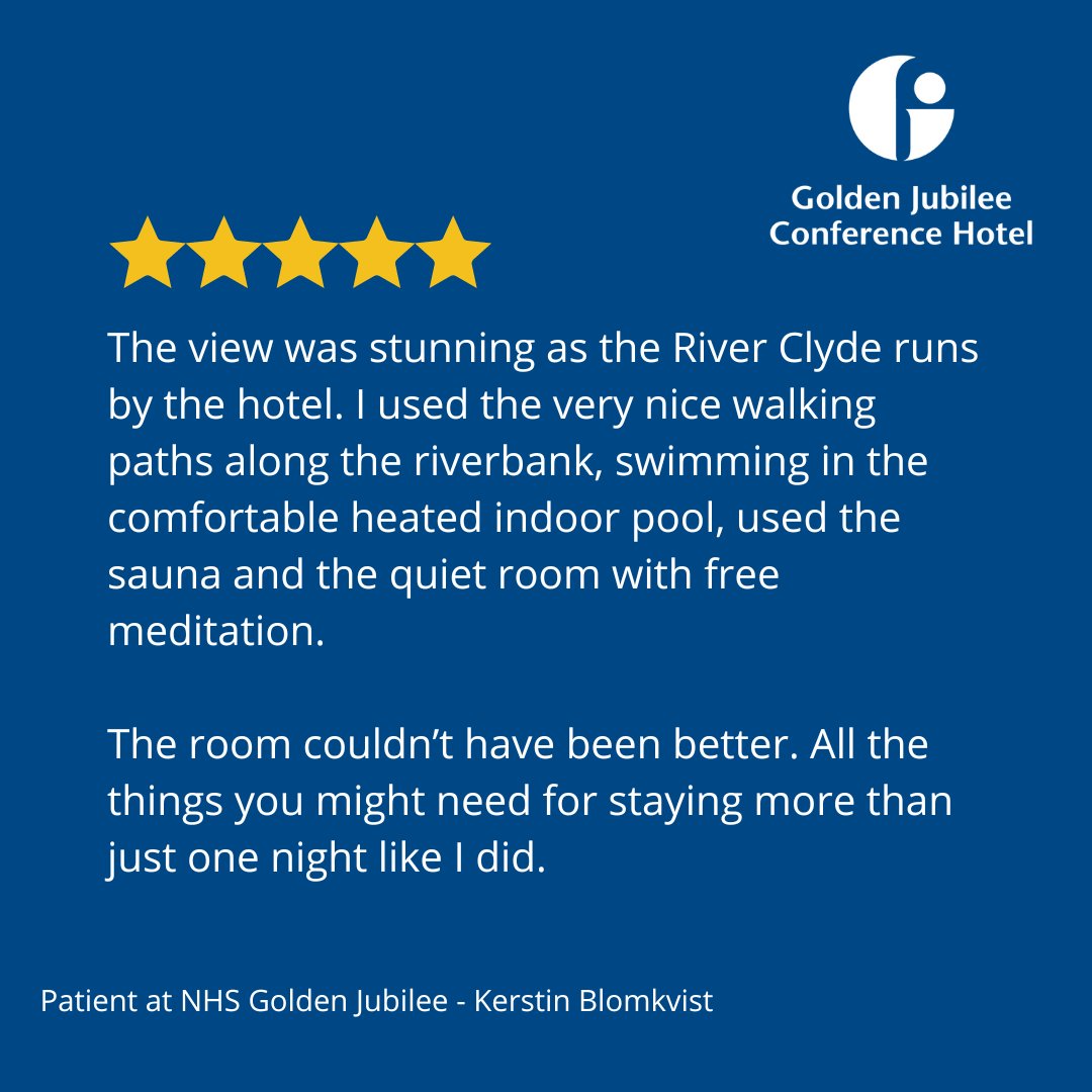 As an NHS owned Hotel, some of our guests also include patients visiting @JubileeHospital ! If you've stayed with us, we'd love to hear about your experience. 📧Contact us directly at hotel@goldenjubilee.scot.nhs.uk 💻Leave us a review on Google or TripAdvisor!