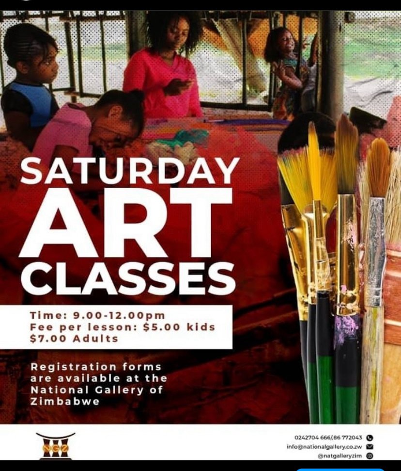 Join us for our exciting #Saturday #artclasses starting May 11, 2024! Register now to begin your creative journey! Registration forms are available at the National Gallery of Zimbabwe 20 J Nyerere way #ngz #artgallery #artclasses