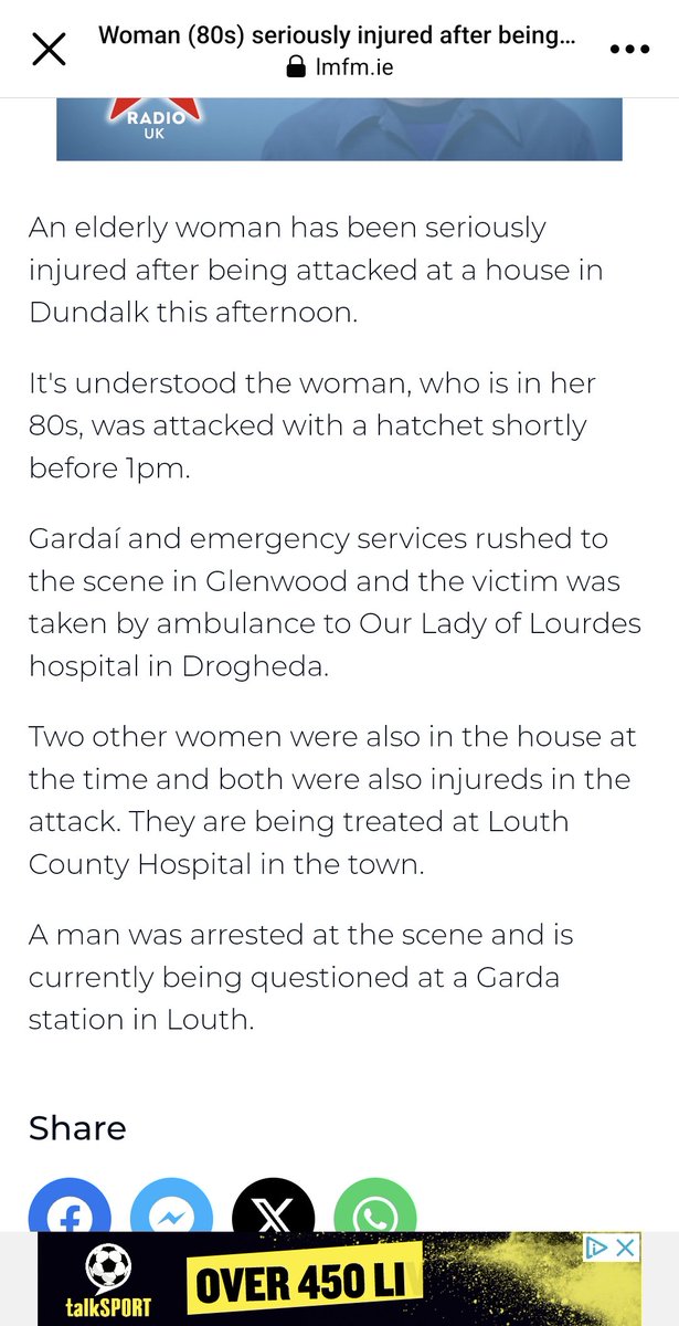 What type of person attacks an 80 year old woman with a hatchet?

This happened in Dundalk today.

#MakeIrelandSafeAgain