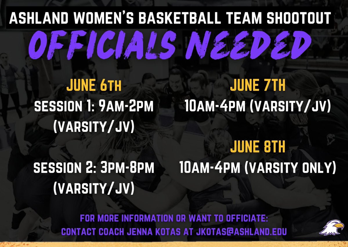 Looking for more officials for our 3 day Team Shootout! Please email Coach Jenna Kotas if you are interested or need more information!