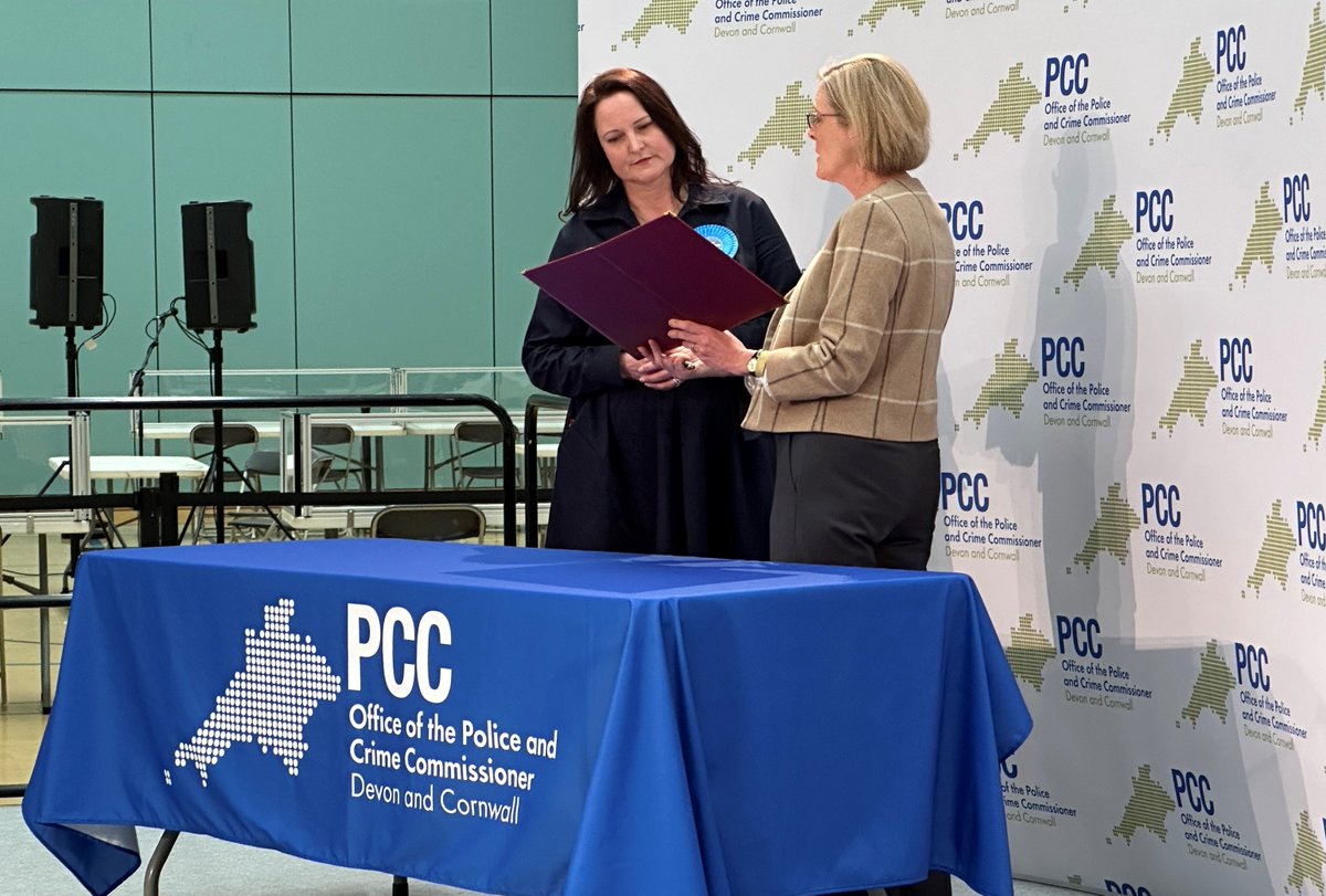 The overall results of the election for the Devon and Cornwall Police and Crime Commissioner have been declared in Plymouth. The successful candidate Alison Hernandez swore an oath of office following the declaration. See full results plymouth.gov.uk/police-and-cri…