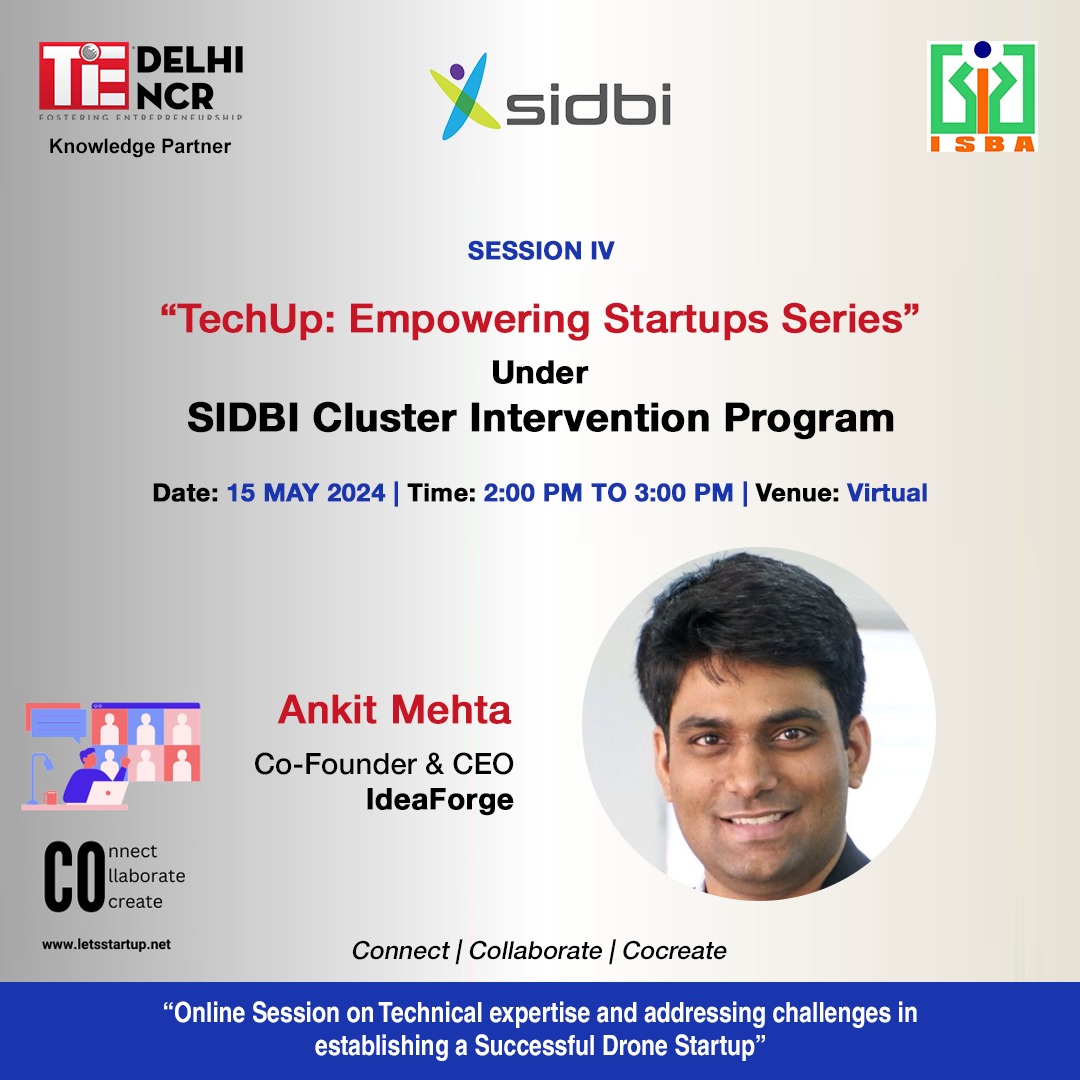 We are back with 'TechUp: Empowering Startups' series. Get your questions and concerns regarding startups & venture development answered live by Mr. Ankit Mehta, CEO of IdeaForge.

sidbi.accubate.app/ext/form/2168/…