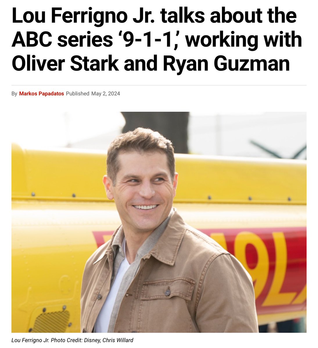 @LouFerrignoJr spoke with @powerjournalist about returning to #911onABC & working with #OliverStark, @ryanAguzman & the rest of the cast. Read the @digitaljournal interview now: digitaljournal.com/entertainment/…