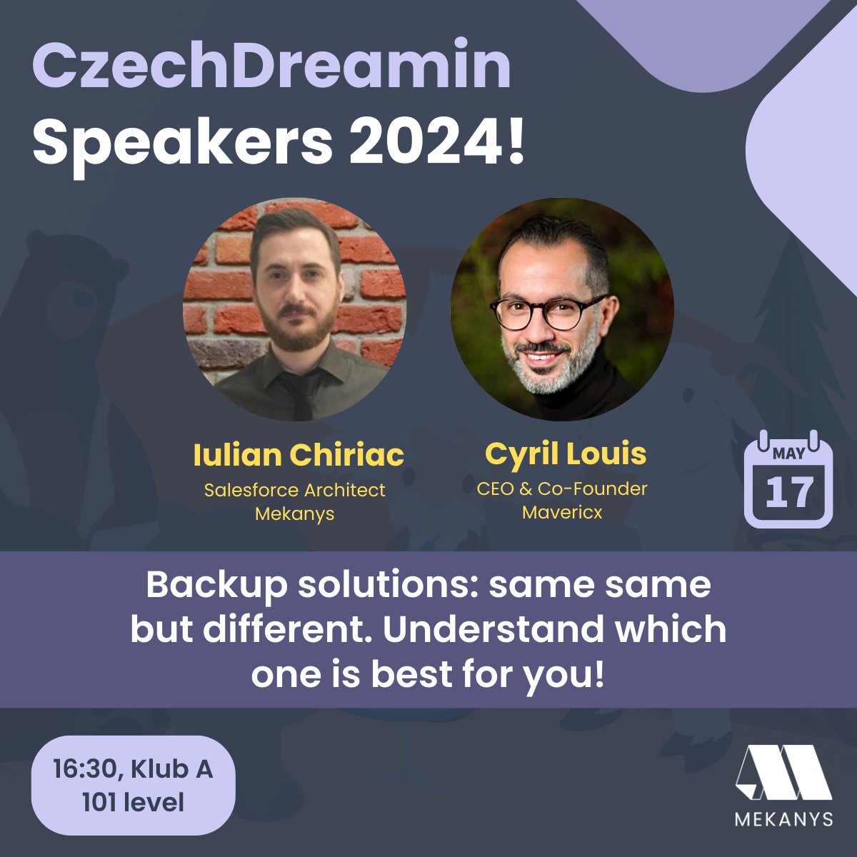 Mekanys (@mekanysglobal) on Twitter photo 📢 Big News! <a href="/CzechDreamin/">CzechDreamin</a> Speakers 2024
☁️ Join <a href="/cyril_louis/">Cyril Louis</a>, CEO & Co-Founder at <a href="/MavericxAgency/">Mavericx</a>, and our Salesforce Architect, <a href="/IulianChiriac/">Iulian Chiriac</a>, for a session on "Backup solutions: same same but different."
See you there! #Salesforce #CzechDreamin #SalesforcePartner 📢 Big News! <a href="/CzechDreamin/">CzechDreamin</a> Speakers 2024
☁️ Join <a href="/cyril_louis/">Cyril Louis</a>, CEO & Co-Founder at <a href="/MavericxAgency/">Mavericx</a>, and our Salesforce Architect, <a href="/IulianChiriac/">Iulian Chiriac</a>, for a session on "Backup solutions: same same but different."
See you there! #Salesforce #CzechDreamin #SalesforcePartner