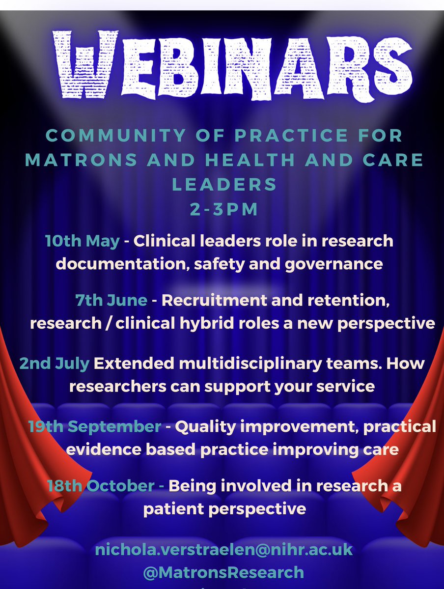 See the up and coming webinars for all matrons and health and care leaders. If you are interested in joining please contact us for more details.