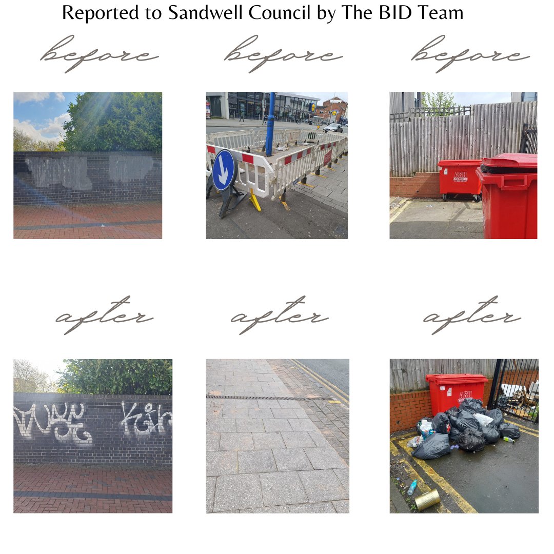 More rubbish and graffiti have been removed from our BID area and more slabs repaired. Thank you @sandwellcouncil for your help.