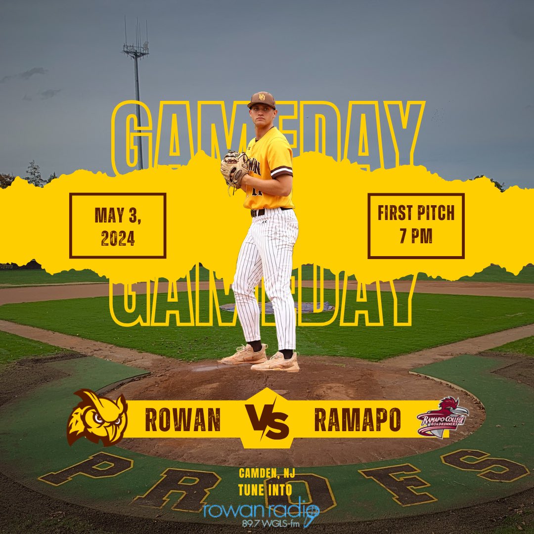 @RowanBaseball_ Faces @rcnj_baseball in the NJAC Tournament LIVE on Rowan Radio 89.7 WGLS-FM!! ⚾First Pitch at 7⚾ 🎙 PBP: @AidanDoc_ 🎙 Color: Sydney Cella 📡 Producing: @AidanRea1 Tune in!! You can also listen online at rowanradio.com Channel 1! #GoProfs