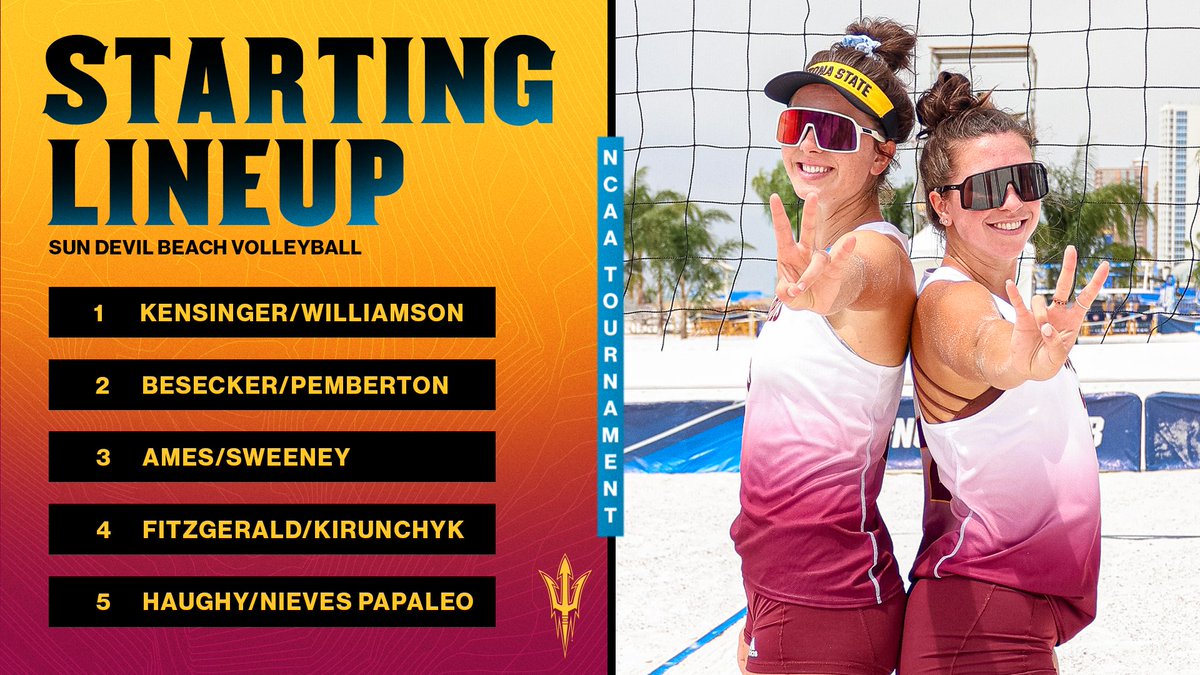 We start NOW 😤 For specific court viewing, ESPN+ has a stream for every pair. Otherwise, tune in on ESPNU! 🔗 linktr.ee/sundevilbvb #NCAABeachVB /// #ForksUp