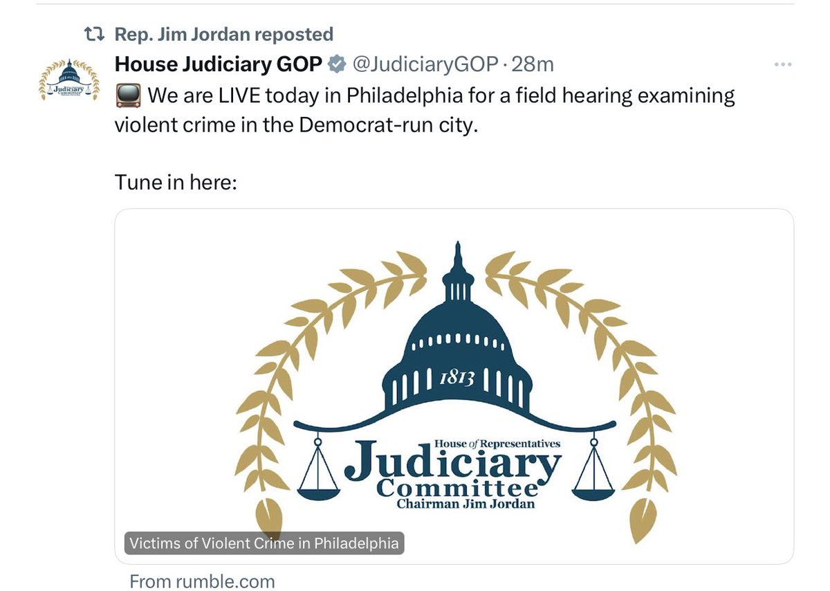 I am all in for decreasing crime in our cities. I think far too many Americans have lost their lives needlessly to violent crimes. But when Jim Jordan and the GOP keep labeling Philadelphia as a “Democrat-run city” these hearings become a campaign event. Even worse, they are…