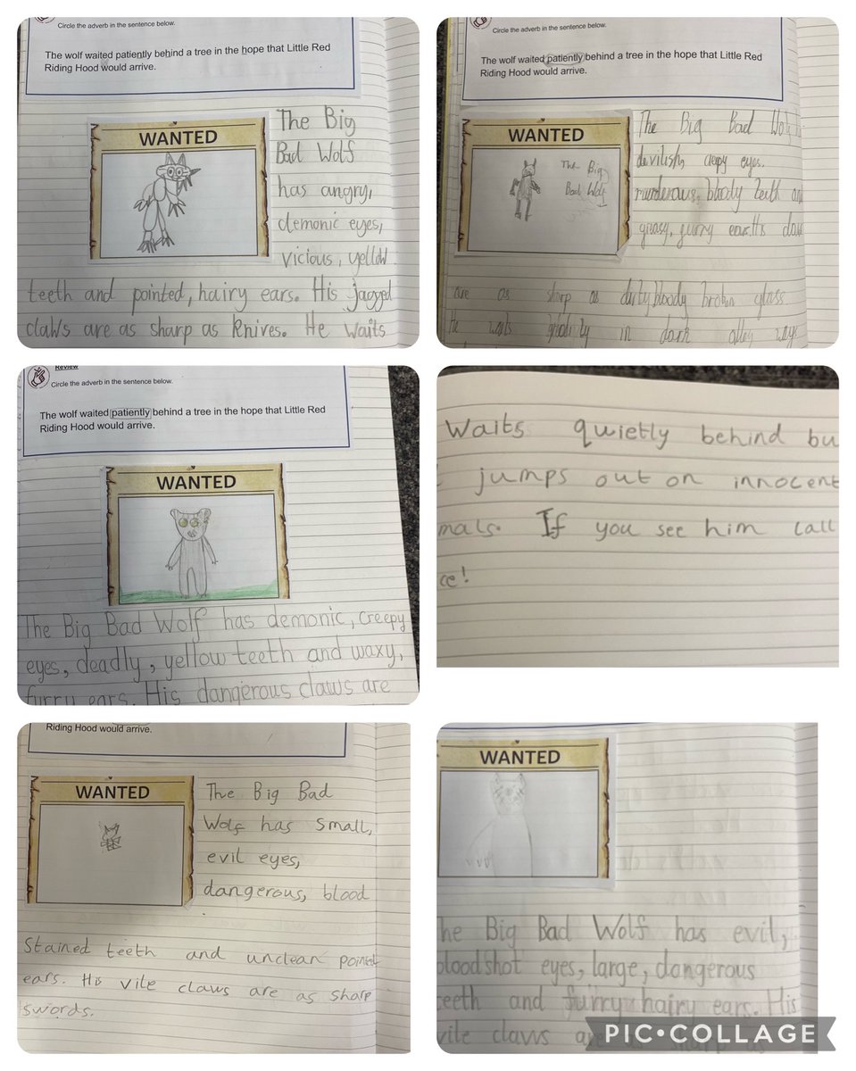 Y2 Potter have enjoyed writing wanted posters for the ‘Big Bad Wolf’. They included similes and sentences of 3 to paint a picture. #character description #littleredridinghood