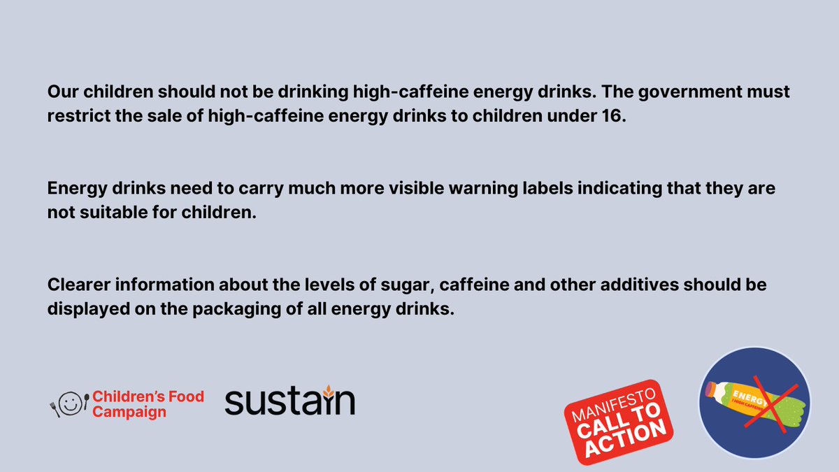 #OurChildrenOurFuture's final ask from parents to all political parties & the next govt is urging them to protect children from easy access to energy drinks. Other European countries like Lithuania & Latvia have already banned them. It’s time for the UK to follow suit.