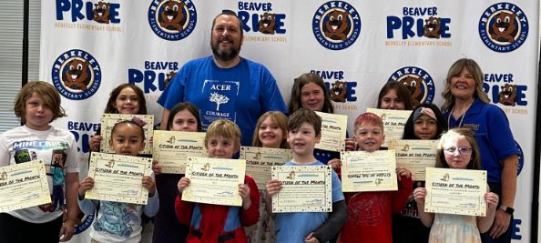 SeanBellis2's tweet photo. Another successful Citizen of the Month @BerkeleyBeavers this morning. Our character trait was Perseverance. These students work hard each and every day! https://t.co/9DQjHzqkbC