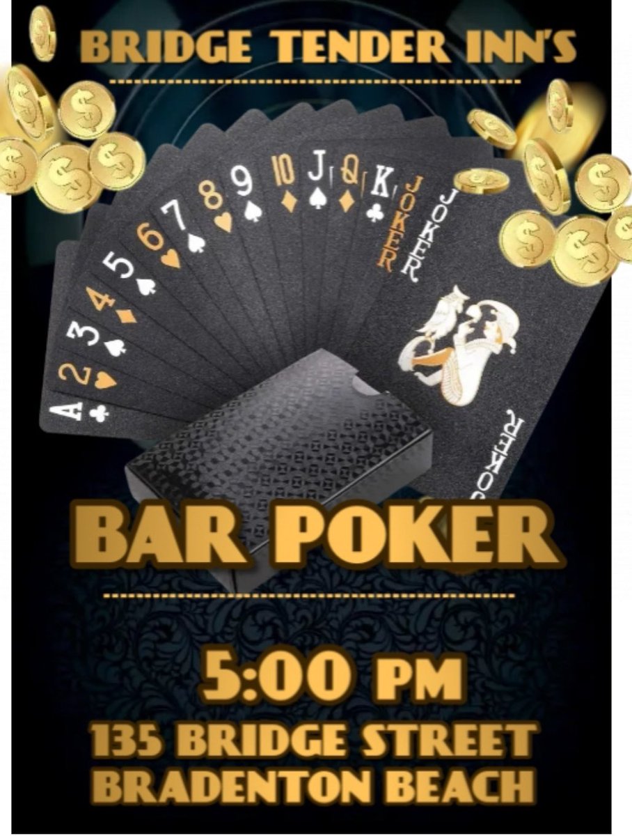 Come play Bar Poker with us this afternoon! #bridgetenderinn #bradentonbeach #annamariaisland #barpokermondaysandfridays #CheersToGoodFood #yummylibations #yummylibations #meetmeatthetender