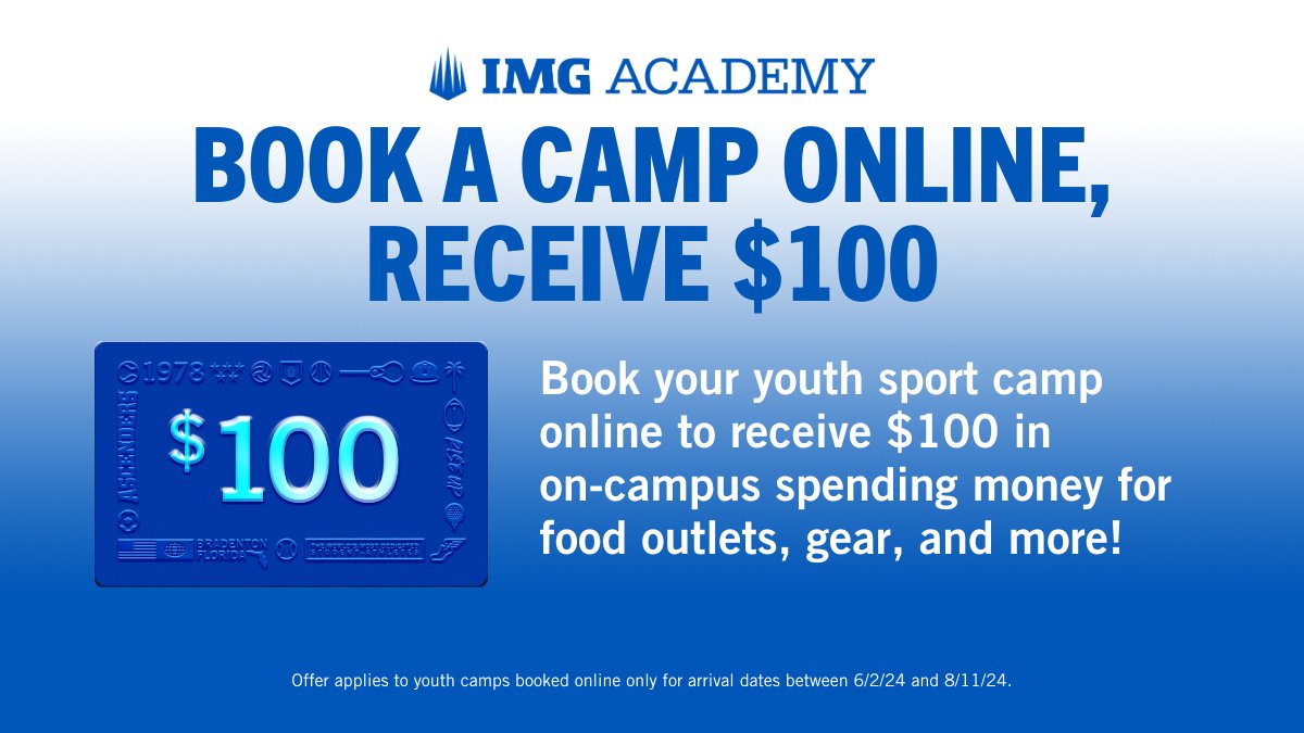 Gear up for greatness at IMG Academy's Summer Camps! Register today and receive $100 in on-campus spending money. With world-class facilities and expert coaching, you'll be ready to conquer the competition. bit.ly/3TNvfiV