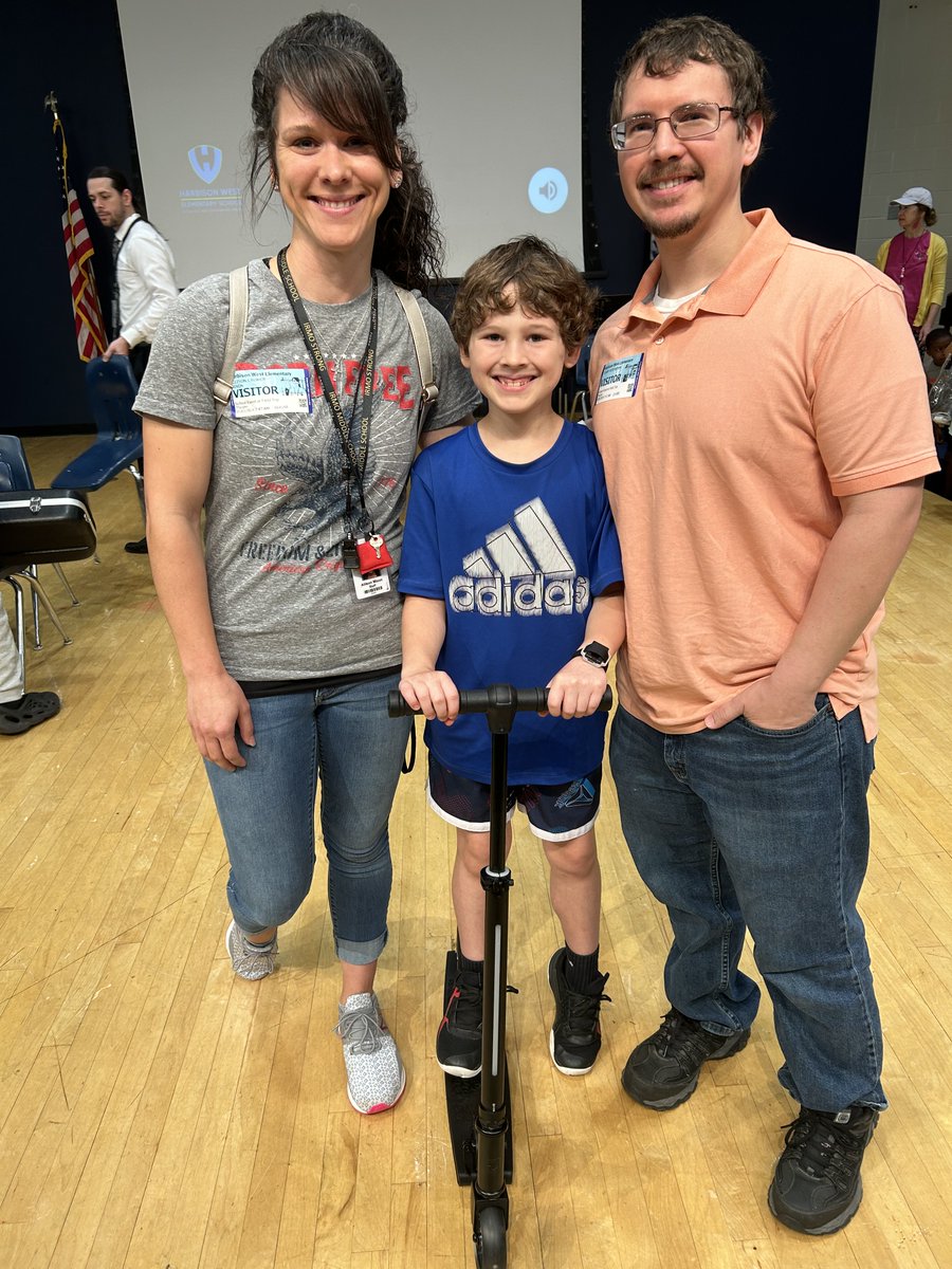 Congratulations to Aiden! He received a scooter for having perfect attendance! Thanks to David Stanley &amp; Associates, LLC for their donation of this prize! #HWES #BelieveGrowSoar #IrmoStrong #OurD5Story #D5Everyday