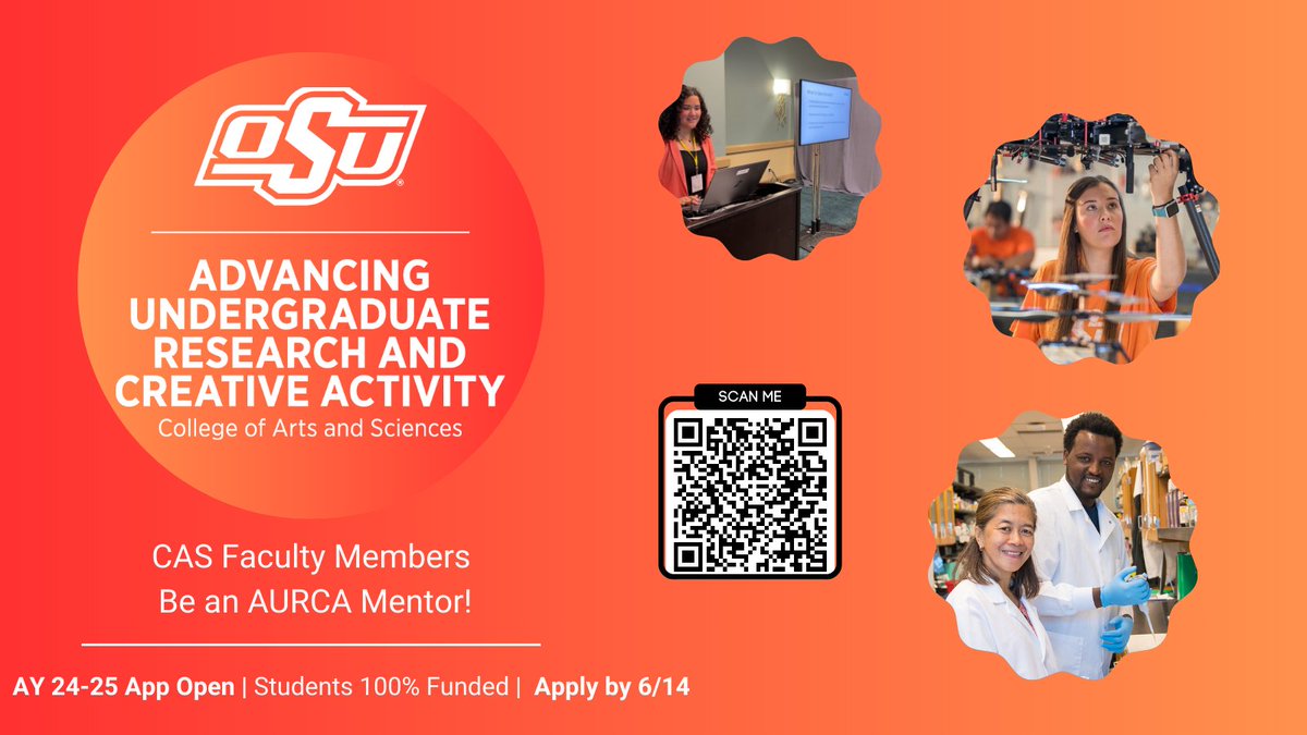 casresearchosu's tweet photo. CAS faculty can mentor an undergraduate and advance their #Research or #Creative activity through the #AURCA program. Scan the QR Code to get started for AY 24-25. https://t.co/WFc6vlpxnw https://t.co/A5c8rOyNrF