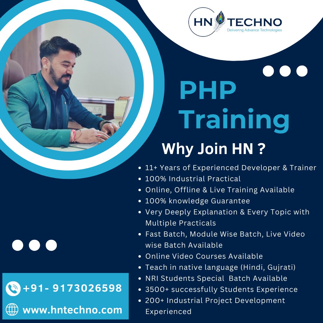 #HNTechno offers the best training and development programs in #ProgrammingLanguages in the #ITField. URL : t.ly/mygUW #PHP #HNTechno #PHPPrograming #HNLearningPortal