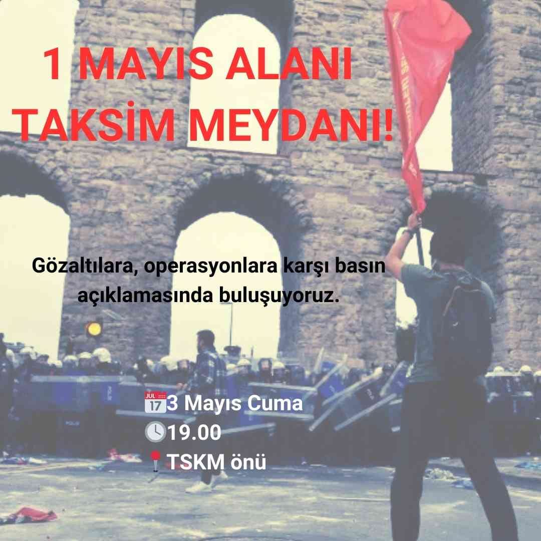 İzmir* 1 Mayıs gözaltıları serbest bırakılsın! Istanbulda yapılan 1 mayıs gözaltıları için basın açıklaması yapıyoruz . Baskılar, gözaltılar, tutuklamalar bizi yıldıramaz.