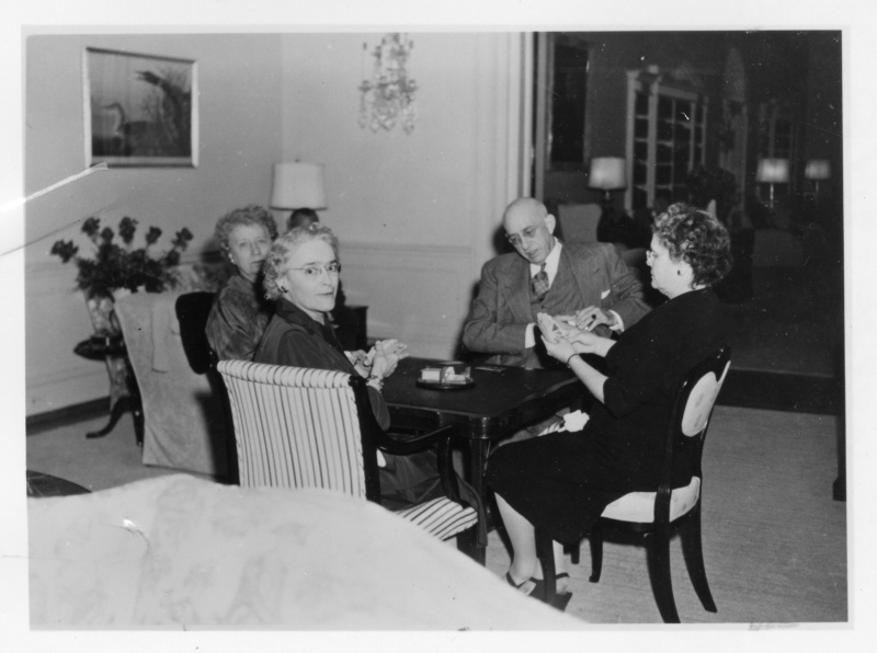 It's time for #ArchivesGames at the #ArchivesHashtagParty! Bess loved to play bridge with both her family members & ladies in her neighborhood Bridge Club. Here, Bess (left) is playing bridge at the White House with her sisters-in-law Natalie & May (right) & her brother Frank.