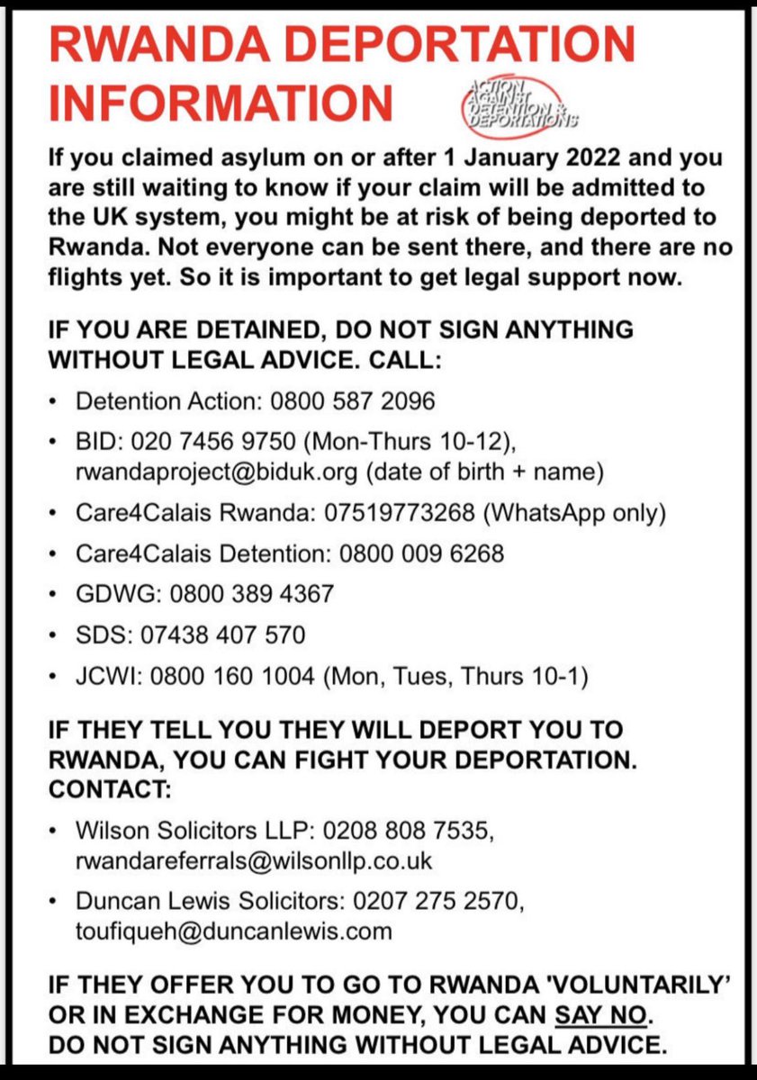 & more advice & legal contacts here for those in the UK at risk of being sent to Rwanda. x.com/sallyhayd/stat…