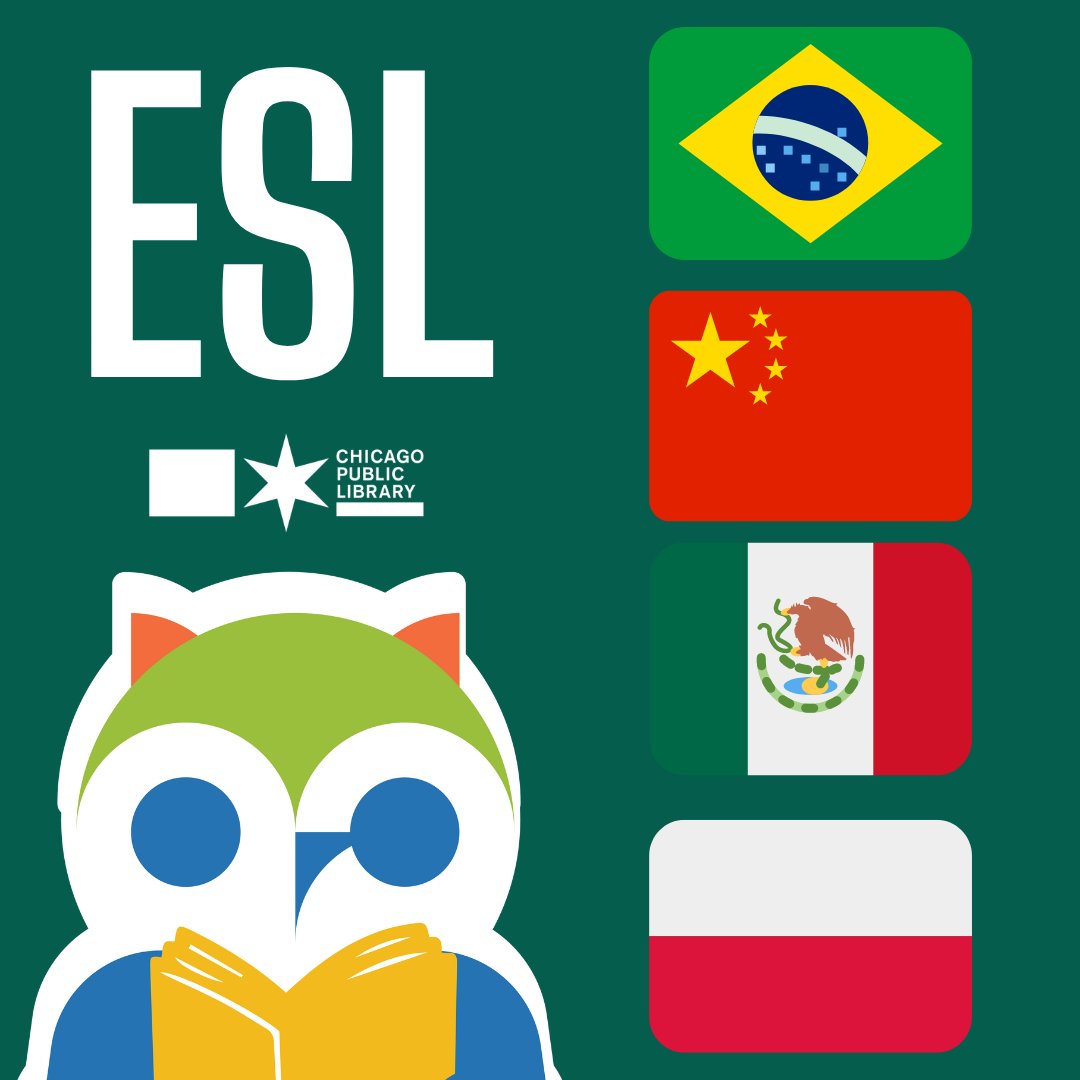 Do you want to Learn English? Chicago Public Library offers #ESL courses across the city, making it accessible to anyone who wants to learn! All languages welcome. Find the perfect course for you here: bit.ly/cplesl