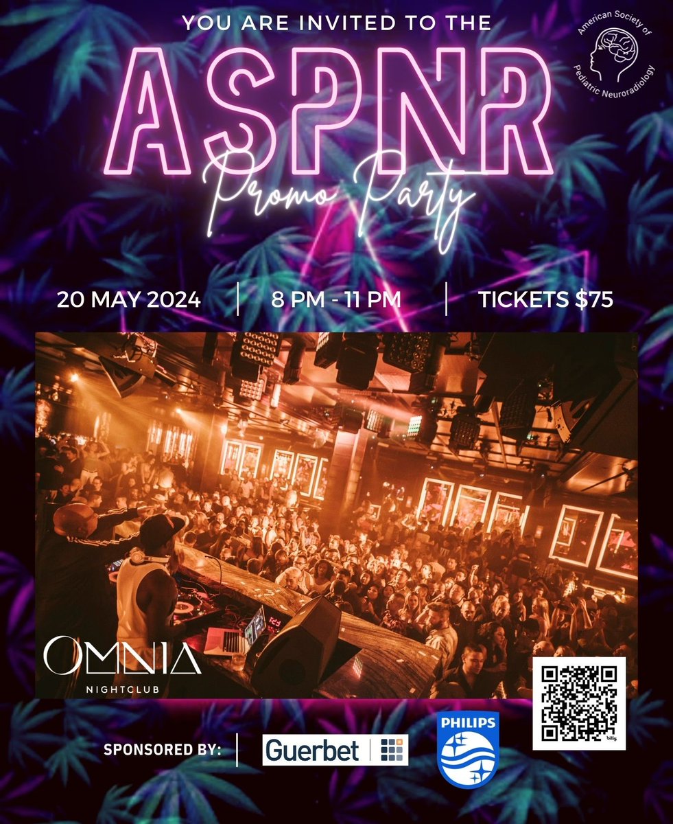 🔥4th ANNUAL ASPNR PROMO PARTY🔥 🪩Heart of OMNIA Nightclub, Caesars Palace, Las Vegas 🗓️Monday, May 20, 8-11pm 🥳Open to attendees of #ASNR24, as well as friends & loved ones 🍾Open bar, Hors d’oeuvres 🎟️Tickets: aspnr.org/meetings/promo… 🧠Proceeds benefit the ASPNR’s…