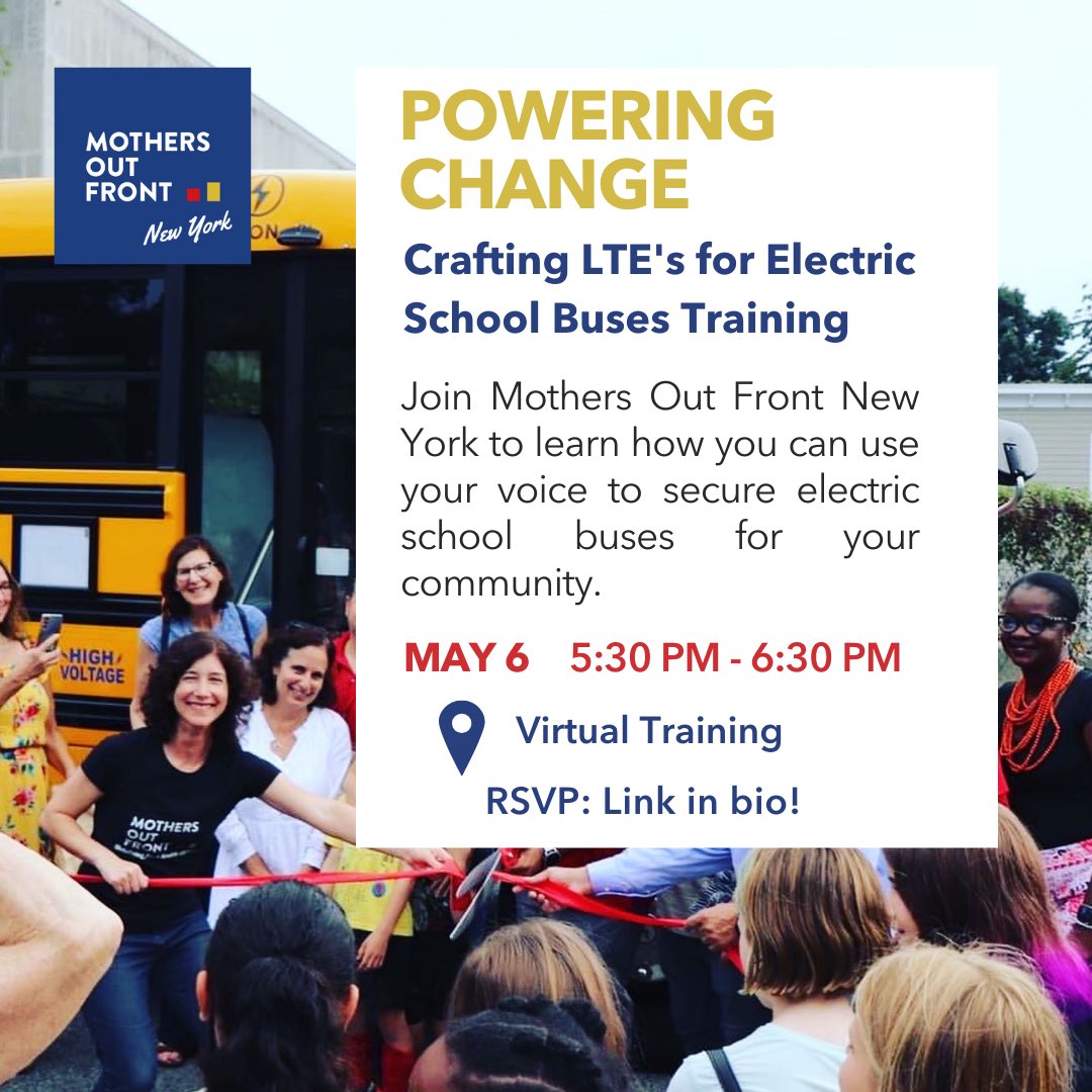 Join @MothersOutFront to learn how you can advocate for electric school buses for our communities! RSVP here: secure.everyaction.com/Br6uRbA2AE2mot…