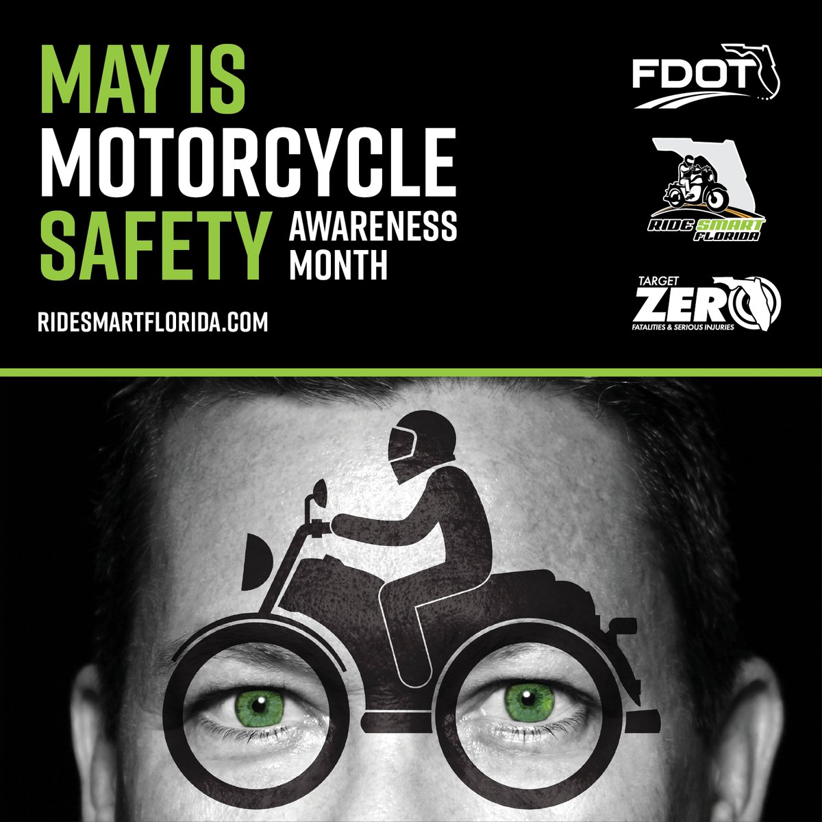 ☀️️ It's #MotorcycleSafety Month in Florida! Look twice, Ride Smart. #RideSmartFlorida @RideSmartFL  @MyFDOT_Miami