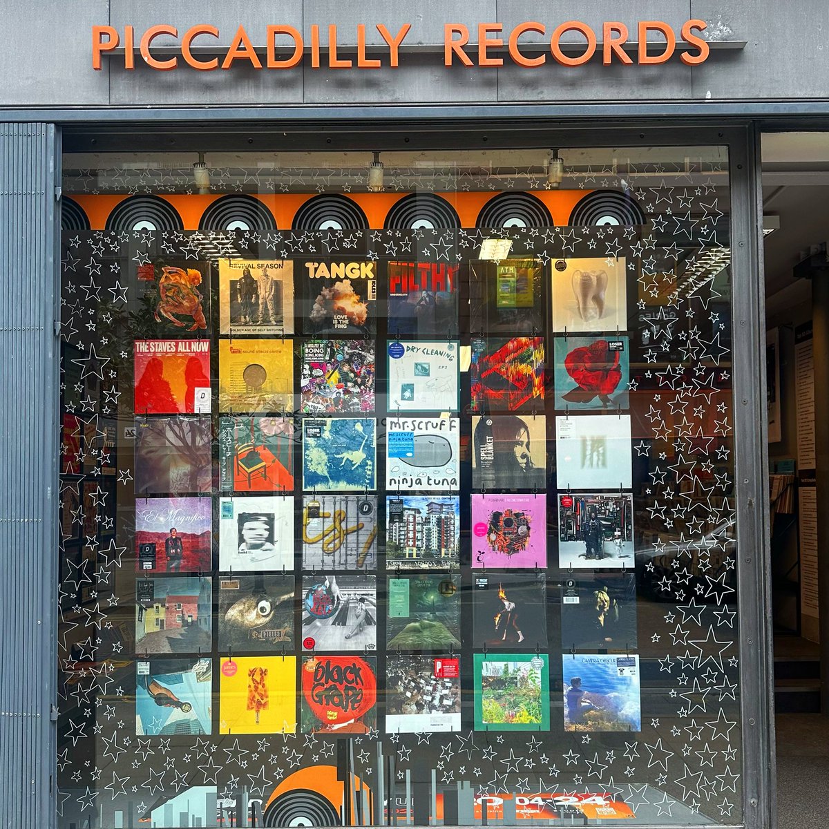 The constant revolving window display. #newmusicfriday piccadillyrecords.com